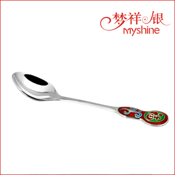 Baby Spoon Enamel Sterling Silver Spoon 925