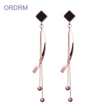 Rose Gold Ladies Latest Fancy Long Earrings
