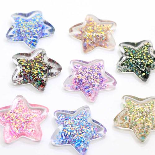 Mix Twinkling Star Cabochon with Sequins Filling Necklace Pendants Making Earring Accessory