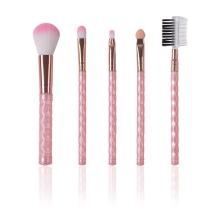 RosePink Irregular Pattern Plastic Handle Makeup Brushes Set