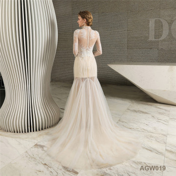 Arabic Long Sleeve Dubai Luxury Lace New vestido de noiva Custom Made wedding dress ball gown bridal