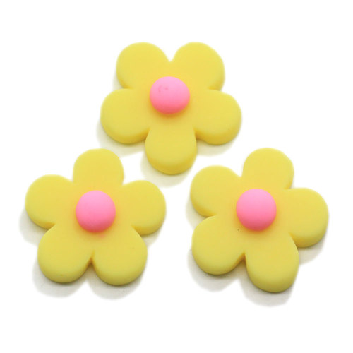 Cartoon Resin Flatback Flower Cabochon Craft Cute Petal With Round Ball Pisitl Charms Embellishment Diy Hairpin Ornament Making