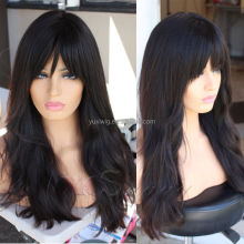 2017 24" Long Wavy Lace Front Black Wig