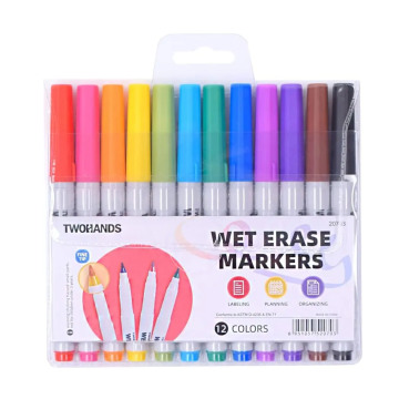 TWOHANDS 0.7MM Whiteboard Markers, 12 Color Wet Erase Set