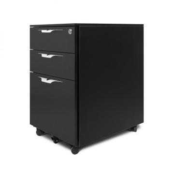 Gabinete de rolamento de metal de 3 gavetas preto