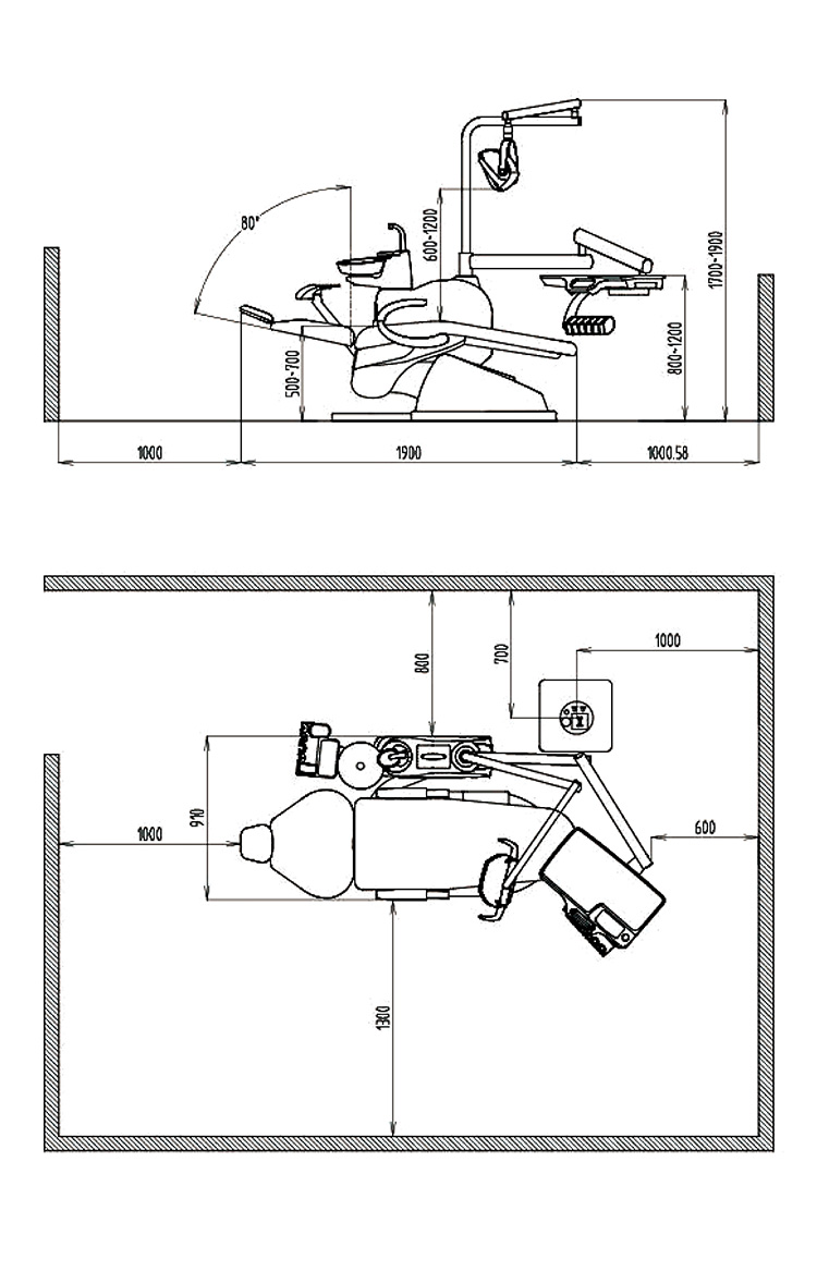 Foshan Dental Chair Unit Price with X-Ray Film Viewer