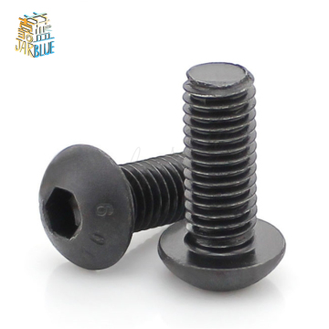 50Pcs M2.5 M3 M4 ISO7380 Alloy Steel 10.9 Level Black Hexagon Socket Button Head Screw Furniture Mushroom Cap Hex Bolts