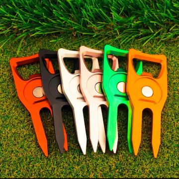 Customizable Green Pitchfork Golf Ball Divot Repair Tool with Elegant Logo Ball Marker