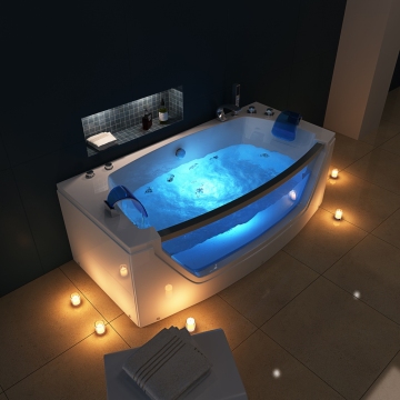 Virpol 2023 New Design Bathroom Tub - Acrylic Whirlpool Hot Tub with Glass and Pillows