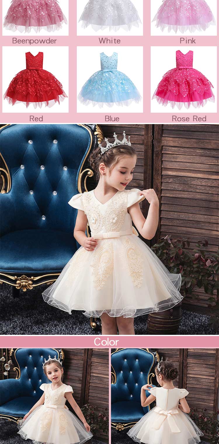 2020 Summer Pink Flower Princess Toddler Girl Party Dresses Comfortable Baby Girls Dresses