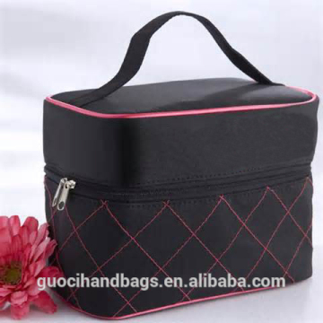 promotional satin cosmetic bag with handle on top