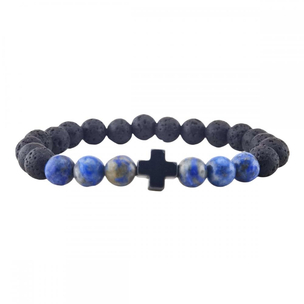 Piedra preciosa Piedra de lava negra de 8 mm con brazalete de hematita Pulsera de piedra natural Beeds redondas Pulseras de encanto hechas a mano para mujeres