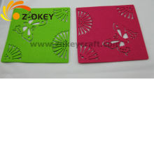 Felt doily with butterfly lasered