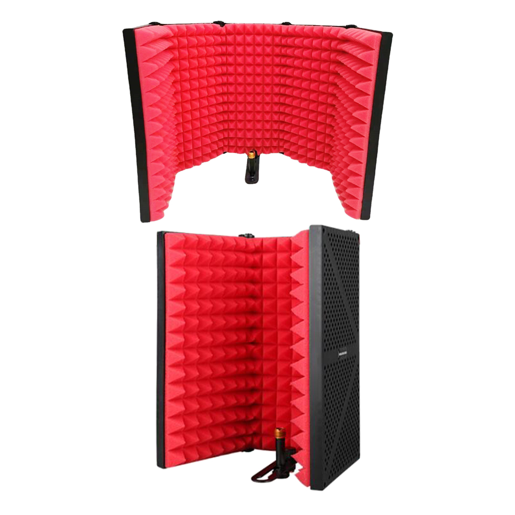 Panel Vocal Recording Red Plastic Studio Isolation Microphone Shield