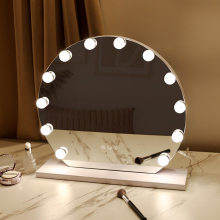 Customized Round Standing Vanity LED Makeup Mirror with Light Bulbs Set
