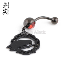 Black Anodized Pigeon Dangling Belly Button Navel Ring