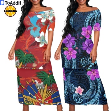 Hawaii Floral Print Ladies Elegant Maxi Dress