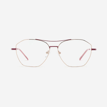 Angular double-bridge Metal Women's Optical Frames