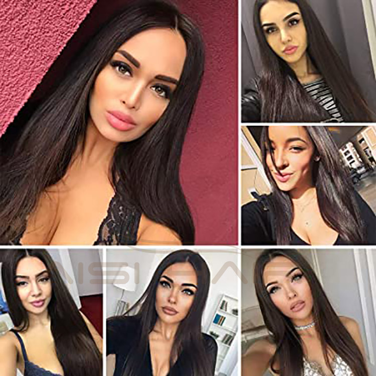 Aisi Hair Wholesale Cheap Vendor Silky Straight Lace Frontal Brown Synthetic Hair For Black Women Lace Front Wig