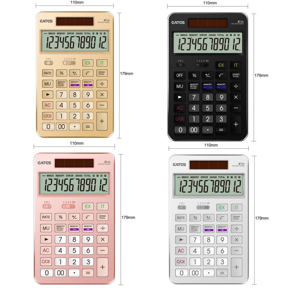 New Design 12 Digits Laser Engraving OEM LOGO Aluminum Calculator Gift Calculator