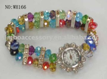 fashional crystal beads jewelry wrist watch bracelet bangle