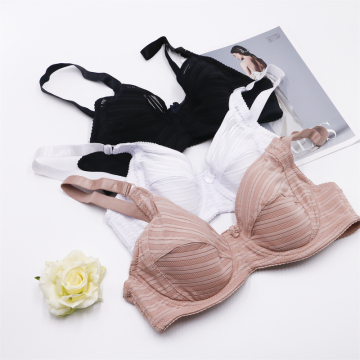 Wholesale Low MOQ Big Size C Cup Non Padded Jacquard Stripe Bras