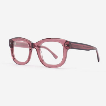 Round Square Bevelling Acetate Unisex Optical Frames