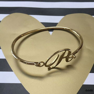 Gold Initial Monogram Bangle Bracelet