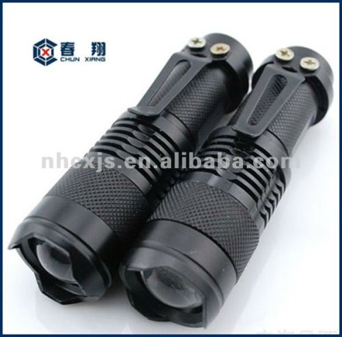 mini zoom cree high power led flashlight aluminum with clip