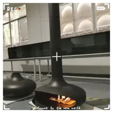 Water Vapor Fireplace LED Electric Modern in Black Freestanding Vented Propane Fireplace