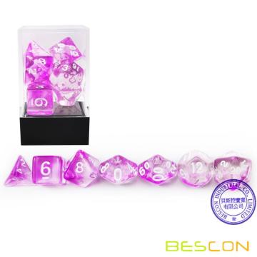 Bescon Crystal Purple 7-pc Poly Набор для игры в кости Poly, Bescon Polyhedral RPG Набор для игры в кости Crystal Purple