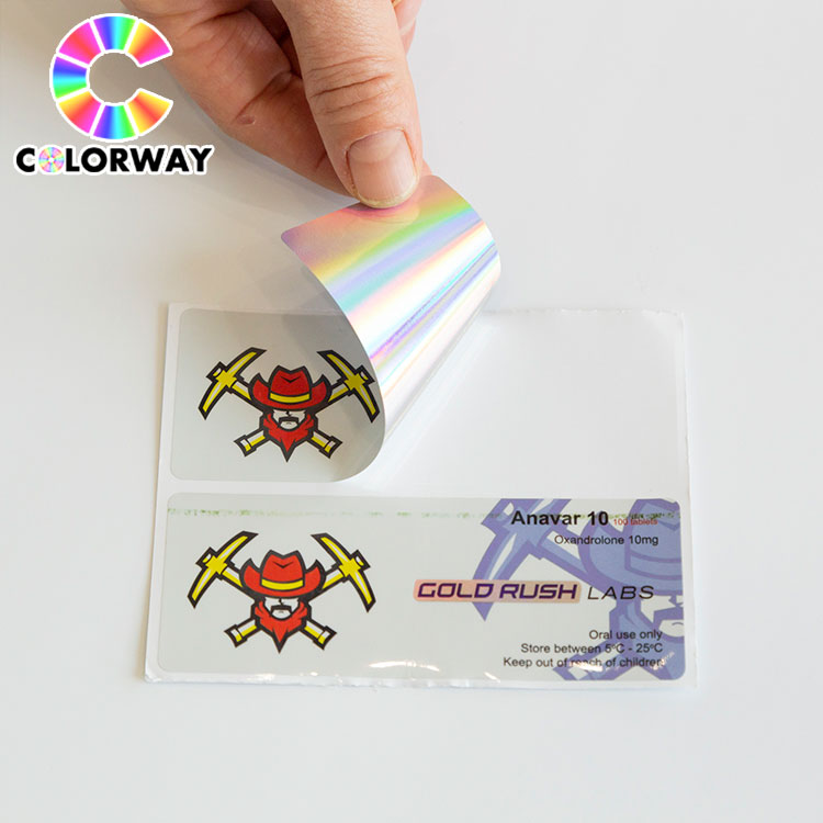 Free design pharmaceutical hot stamping gold/silver foil 2ml/3ml/5ml/15ml/20ml/10ml hologram vial labels for anablic steroid