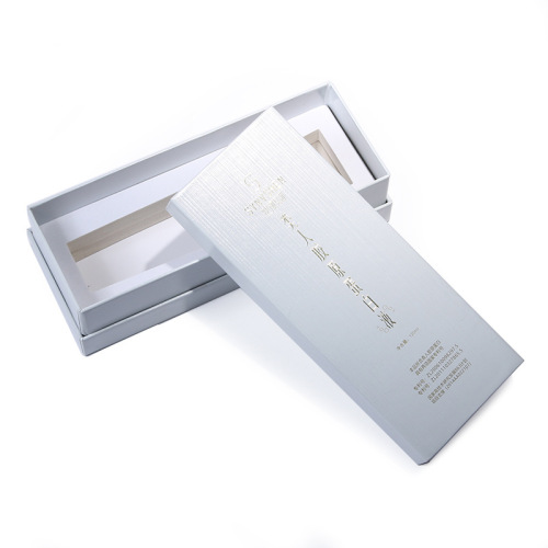 Zilveren textuurpapier luxe doos aangepast gouden logo