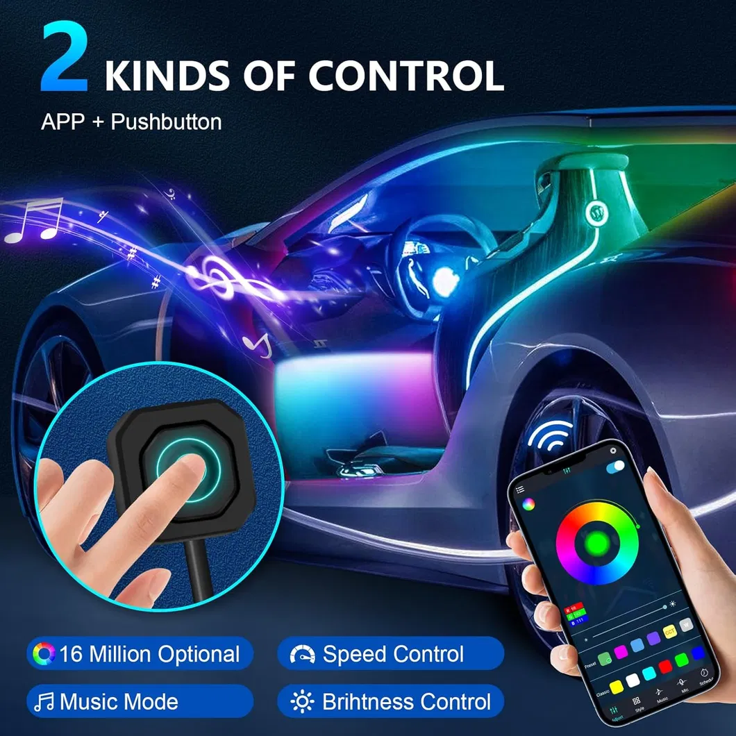 Vibrant LED Neon Light Strip Kit for Car Ambiance