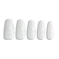 3D translucent white long coffin full cover nail