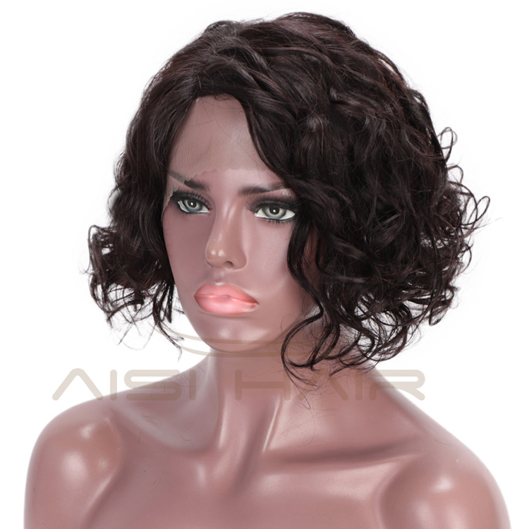 Aisi Hair Brazilian Human Hair Lace Front Short Bob Wigs Afro Kinky Curly Frontal Big Wave Wigs for Black Women