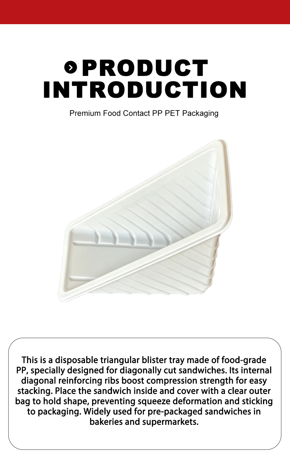 Одноразовый блистерный лоток для сэндвичей из полипропилена X Disposable PP Sandwich Blister Tray X