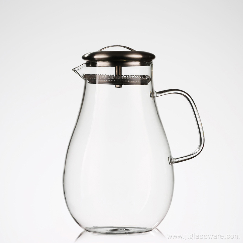 Large glass juice jug with lid