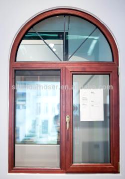 America half round /arched double glass wood aluminum window, wooden window, timber window, wood frame window