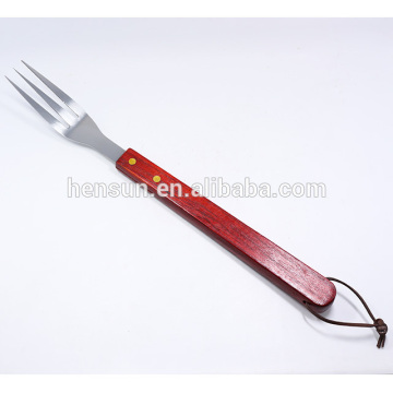 Red Wood Handle Kitchen Beaf Seving Fork