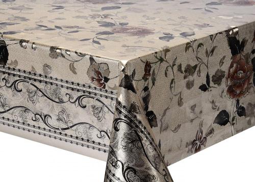 Double Face Emboss printed Gold Silver Tablecloth Cotton