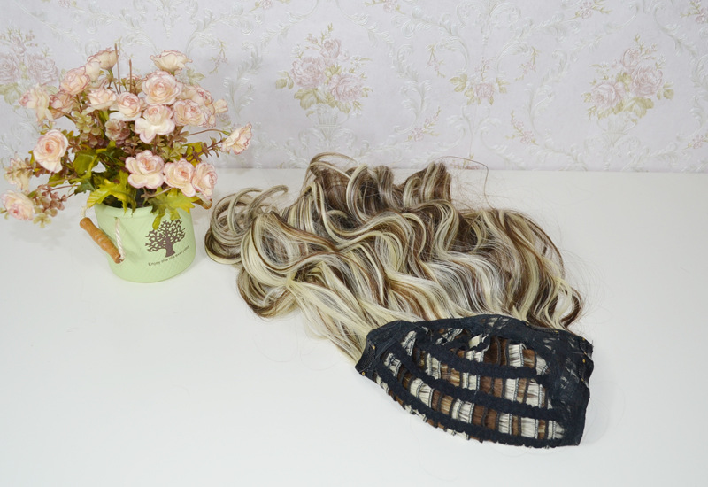 Hot sell U-shaped half-head wig female mid-long large wave pear flower roll in a natural fluffy long curly hair set wigs