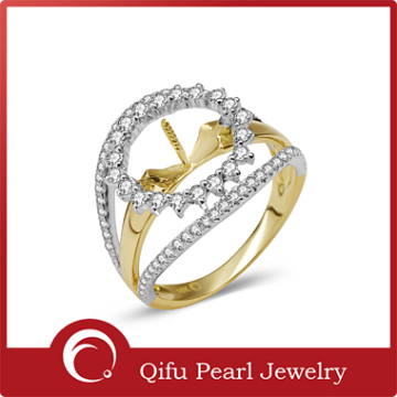 Brilliant 18K gold two-tone plating pearl ring mounting