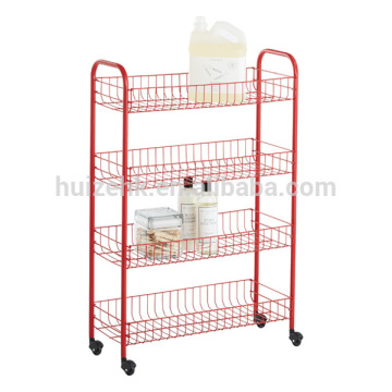 Red 4-Tier Slim Rolling Cart