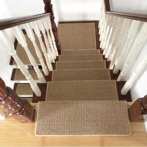 Adhesive-free self-adhesive carpet for stair stepping mat