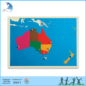Eco-friendly montessori materials wooden toy map Puzzle of Australia