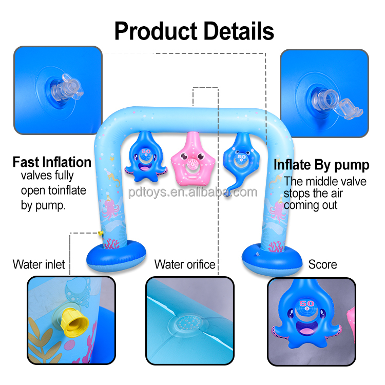 New design inflatable sprinklers water game toy arch splash Water gun inflatable shooting game toy