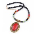 Dernières Design résine rouge grand pendentif colliers avec perles chanceux chaîne