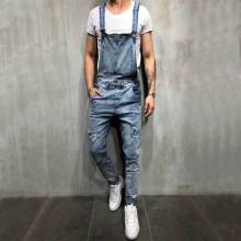 Mens ripped denim jumpsuit fashion mens jeans 2020