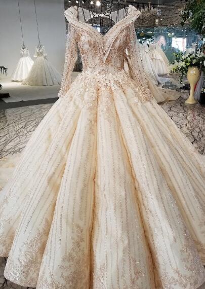 Real Sample Colorful Beaded 3D Flowers Lace Appliques Tulle Women Turkey Latest Luxury Wedding Dresses Bridal Ball Gown Designs